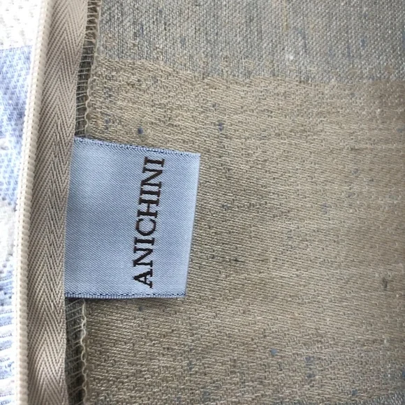 Set of 2 Anichini 100% silk pillows stripe beige grey tan with inserts neutral